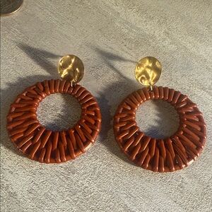 Elegant Woven Gold and Brown Earrings 3 pairs for $21